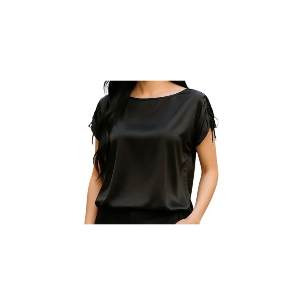 Nine West Ruched Shoulder Tie Elegant Black Women's Top Size S (3 ) Sz M (1) NWT